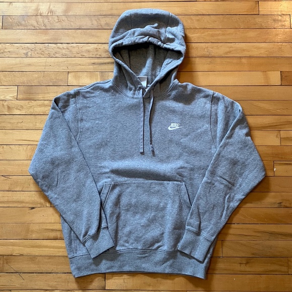 Nike Club Pullover Hoodie Fleece, Dark Heather Grey - Men's Small - Picture 1 of 8